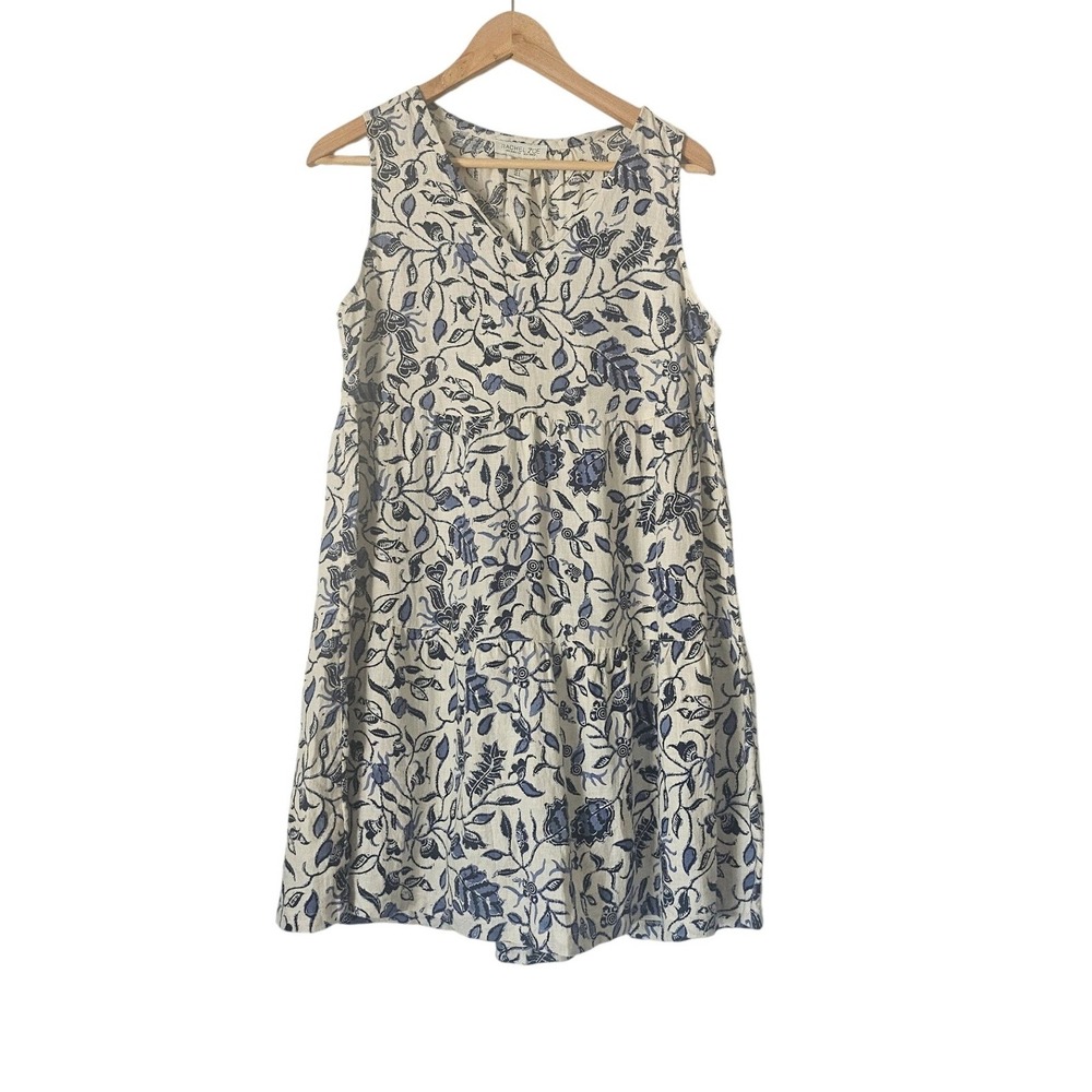 Rachel Zoe Linen Floral Sleeveless Shift Dress Size S Cottage Coastal Vacation